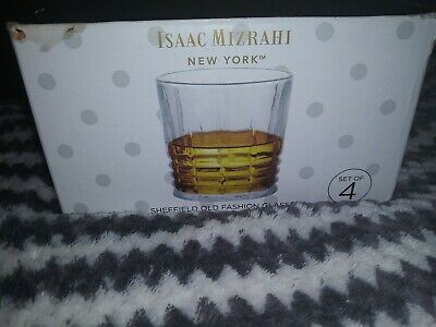 Isaac Mizrahi New York Set of 4 Sheffield Old Fashioned glasses- 11 oz..